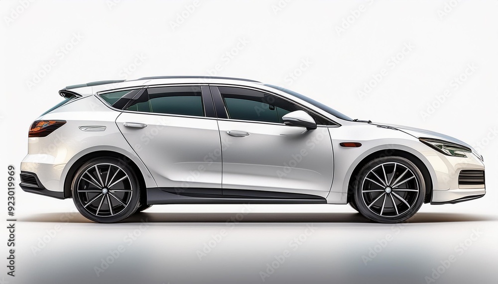 Passenger car isolated on a white background, with clipping path. Full Depth of field. Focus stacking, side view__ passenger car Passenger car isolated on a white background, with clipping path. Full Depth of field. Focus stacking, side view__ passenger car
