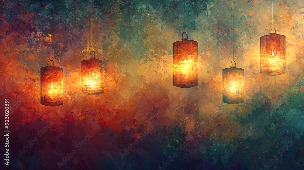 Obraz premium Bright and Beautiful Floating Lanterns Cultural Celebration of Light and Spiritual Blessings