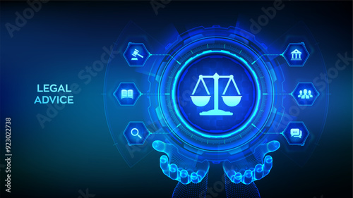 Wallpaper Mural Labor law, Lawyer, Attorney at law, Legal advice concept on virtual screen. Internetlaw and cyberlaw as digital legal services or online lawyer advice. Law sign in wireframe hans. Vector illustration. Torontodigital.ca