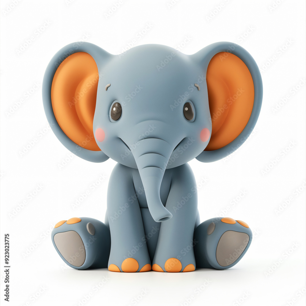 elephant cartoon plastic 3d clay isolated