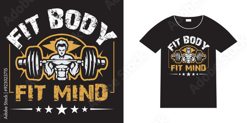 Fit body fit mind, Gym T-shirt Design, Gym, Gym T-shirt, Gym, Fitness, Workout, Fit, Motivation, Bodybuilding, Fitness motivation, Training, Gym life, Gym motivation, Lifestyle, Fit, Muscle, Health