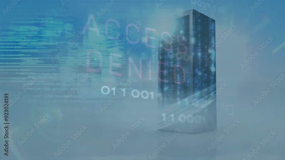 Access Denied text animation over digital data and skyscraper background Access Denied text animation over digital data and skyscraper background