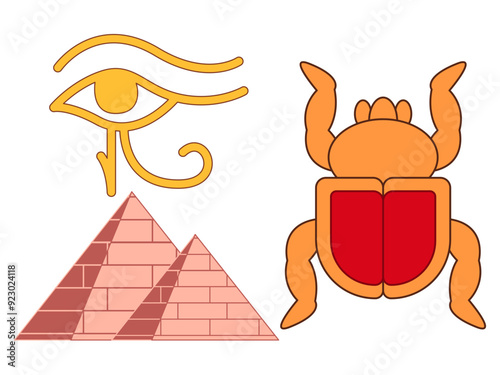 Eyes of Horus Giza Pyramids Scarab beetle symbol ancient Egypt belief cult history item stuff God Horus design illustration