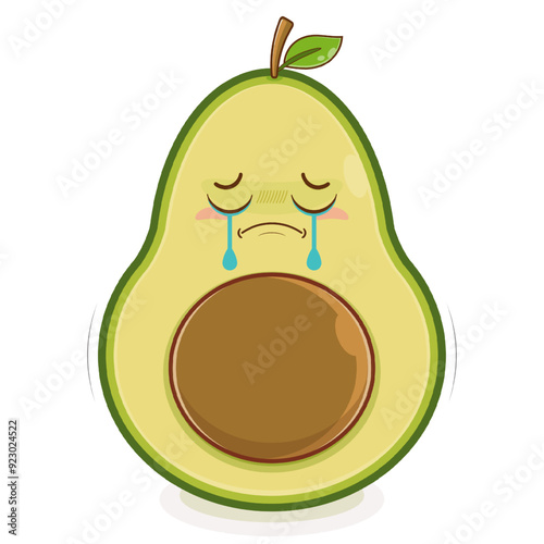 avocado crying face cartoon cute