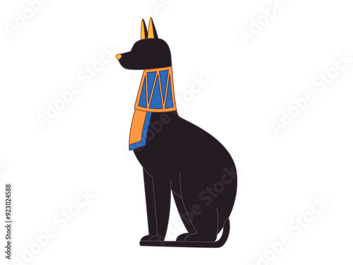 Bastet Egyptian Goddess Deity bring protection, pleasure, cat symbol sacred animal ancient Egypt worship design illustration