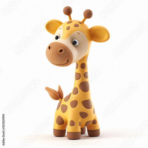 giraffe cartoon plastic 3d clay isolated