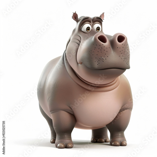 Hippopotamus cartoon plastic 3d clay isolated