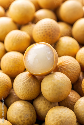 A lot of peeled longan up close photo