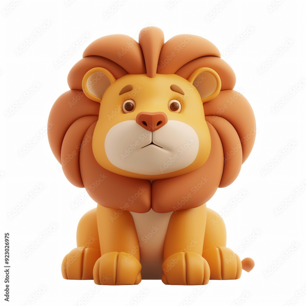 Obraz premium 3d render icon of lion cartoon plastic 3d clay isolated