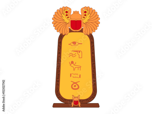 Scarab beetle sacred bug animal insect ancient Egypt mythological creature sarcophagus coffin king Tut Tutankhamun death body burry design illustration