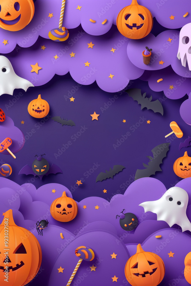 Cute Halloween Trick-or-Treat Party with Ghosts and Pumpkins Cute Halloween Trick-or-Treat Party with Ghosts and Pumpkins