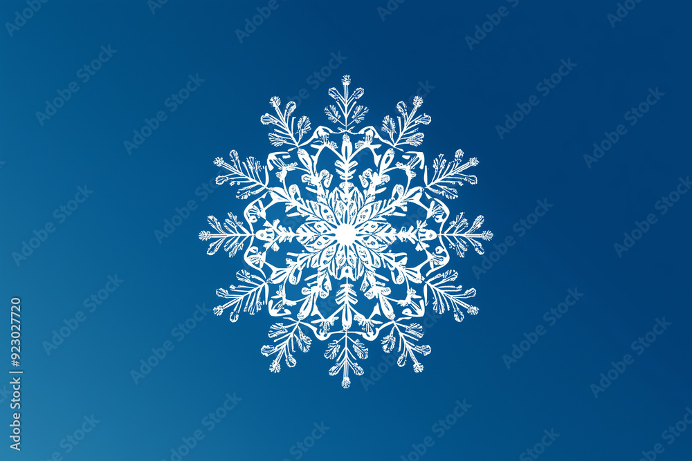 Winter's Whisper: Snowflake Illustration in Soothing Blue and White Tones Winter's Whisper: Snowflake Illustration in Soothing Blue and White Tones