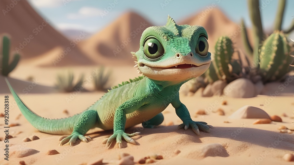 Obraz premium green lizard on a tree