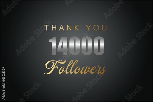 14000 OR 14K followers celebration. Thank you 14000 followers congratulation template banner. banner for social 14K friends and followers. celebrate subscribers and followers. 