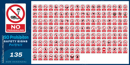 135 set iso prohibition safety signs v64 size a4/a3/a2/a1	