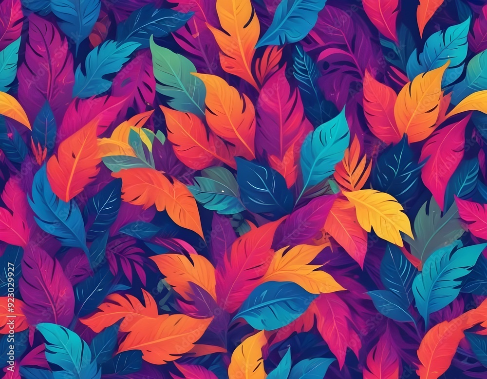 Vibrant Autumn Foliage Pattern - Colorful Leaves Background