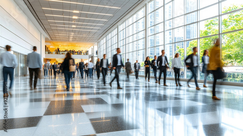 Dynamic abstract motion blur image featuring business people in a bustling crowd, symbolizing the fast-paced and often overwhelming nature of modern professional environments