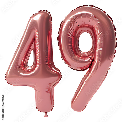 Number 49 forty nine balloon isolated on a transparent background photo