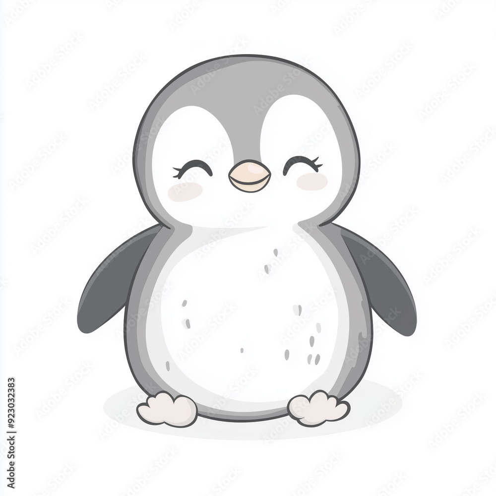 Obraz premium Playful Cartoon Baby Penguin Character on Colorful Background - Cute Antarctic Wildlife Illustration for Kids