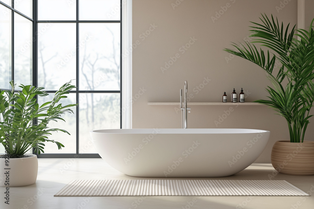 Modern Minimal Bathroom Design with Free-standing Tub and Natural Lighting Modern Minimal Bathroom Design with Free-standing Tub and Natural Lighting