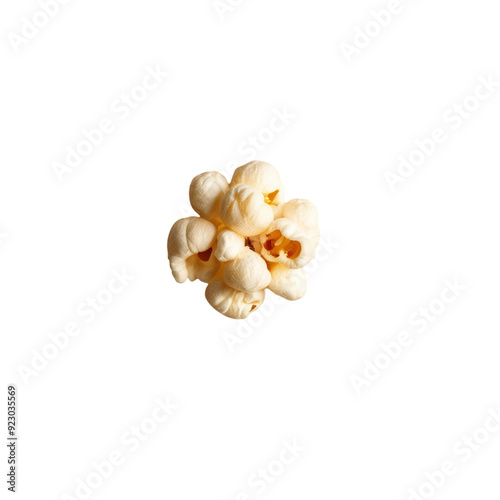 TRANSPARENT PNG ULTRA HD 8K A single popcorn kernel against a transparent background, showcasing its fluffy, irregular shape and delicate texture, capturing the essence of a freshly popped treat