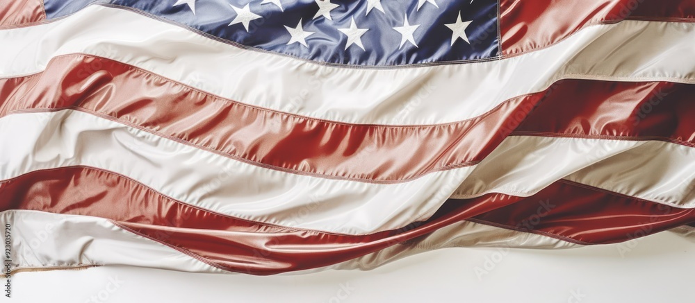 Close-up of an American Flag Draped on a White Surface Close-up of an American Flag Draped on a White Surface