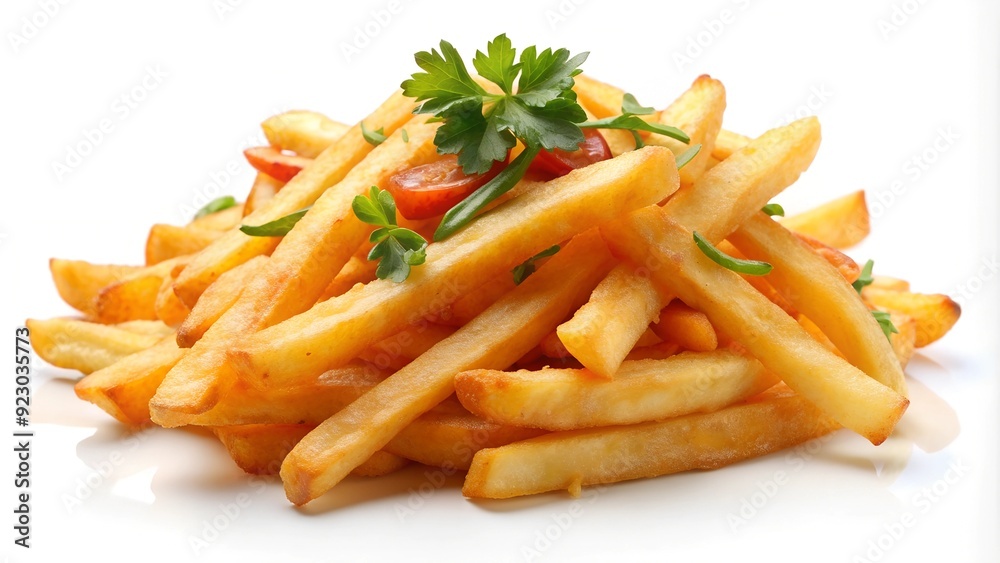 delicious tasty of fries on white background delicious tasty of fries on white background