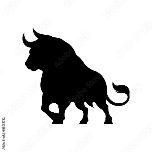 Black angry bull silhouette vector illustration design on white background.
