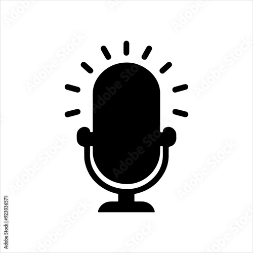 Podcast microphone silhouette vector illustration design on white background.