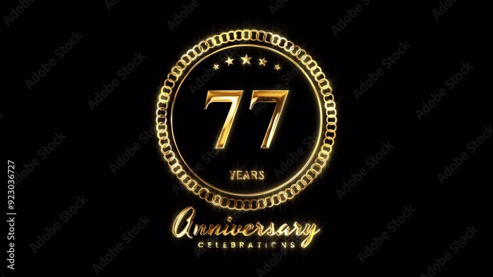 77th Anniversary Celebration. Happy 77 Years Anniversary Animation in Gold Color on the Transparent Background, Alpha Channel. Great for greetings, celebrations, events, and gifts. 77th Anniversary Celebration. Happy 77 Years Anniversary Animation in Gold Color on the Transparent Background, Alpha Channel. Great for greetings, celebrations, events, and gifts.