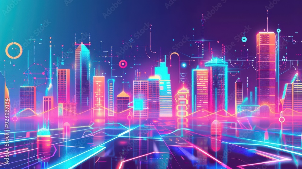 Smart city infrastructure managed by AI, AI-powered devices, automated processes Smart city infrastructure managed by AI, AI-powered devices, automated processes