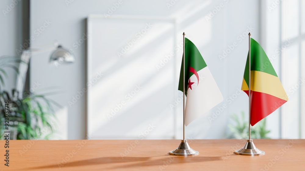 FLAGS OF ALGERIA AND CONGO REPUBLIC ON TABLE FLAGS OF ALGERIA AND CONGO REPUBLIC ON TABLE