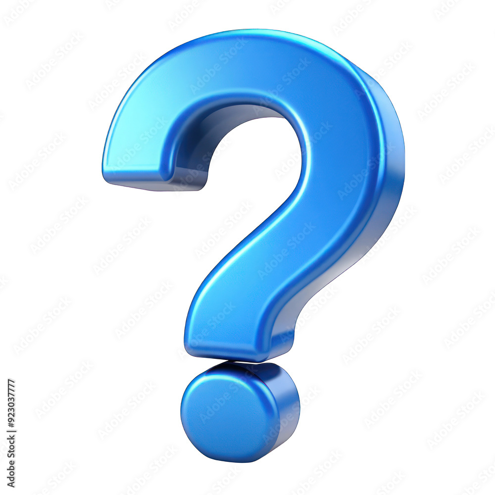 Blue question mark symbol 3d isolated on transparent background Blue question mark symbol 3d isolated on transparent background
