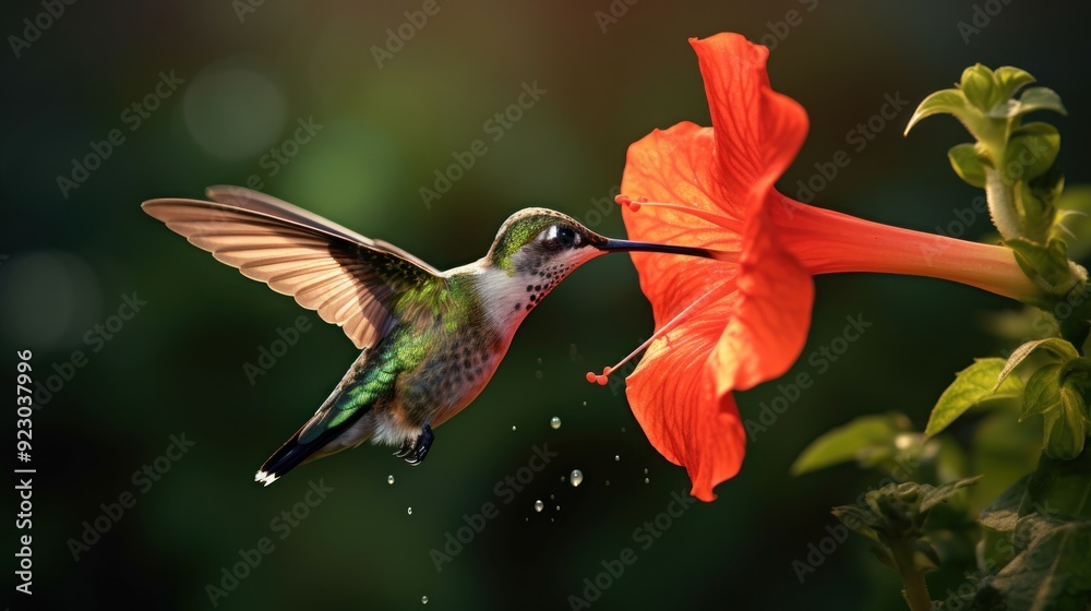 Obraz premium Hummingbird Feeding on a Flower