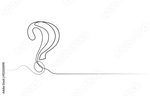 One continuous drawing of a question mark, Question mark one line art, hand drawn asking sign, Question Mark continuous line one line drawing isolated vector illustration