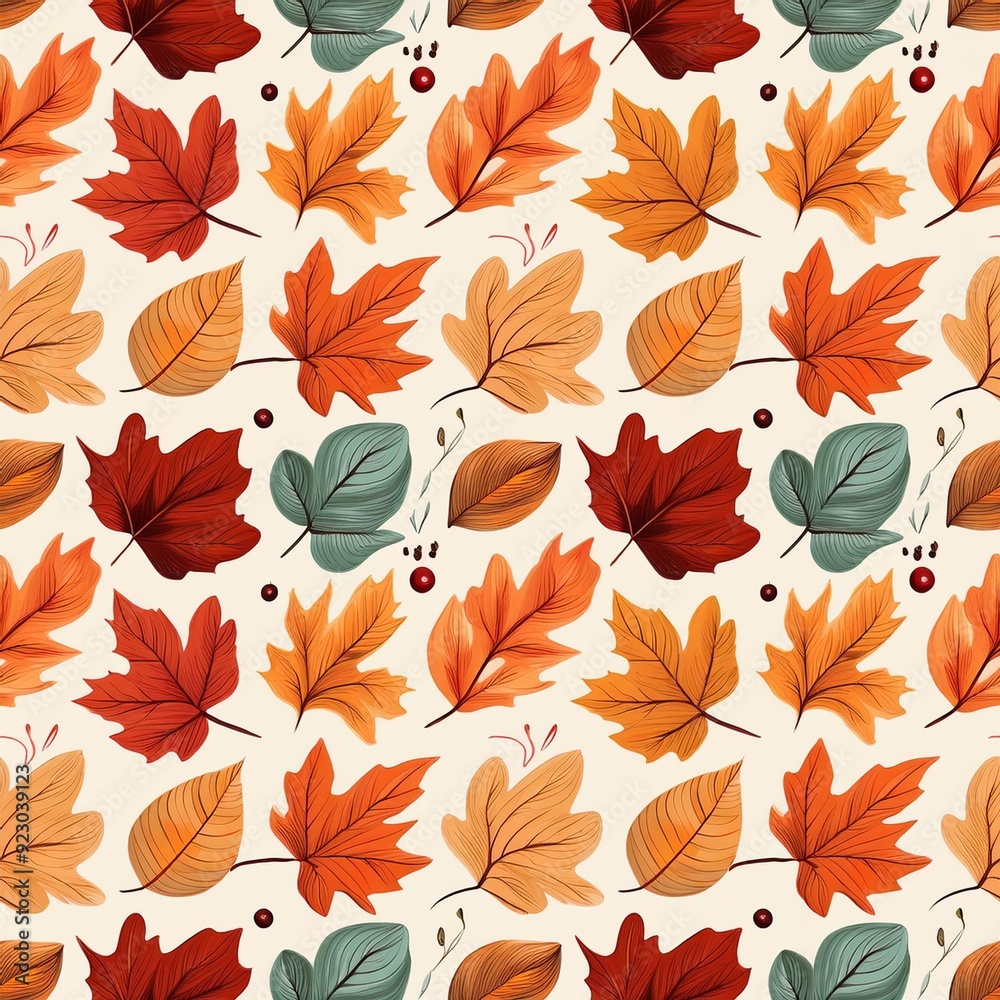 Obraz premium Seamless Background With Autumn Leaves