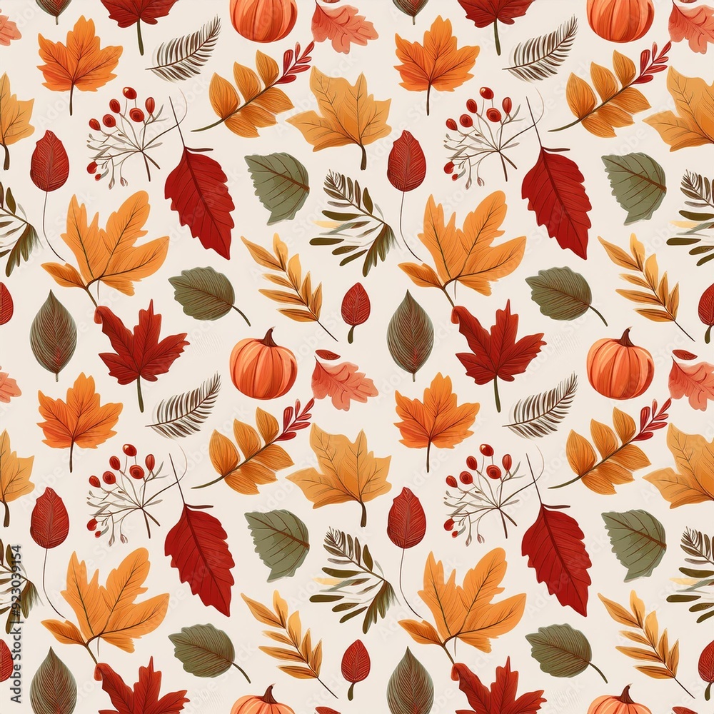 Obraz premium Seamless Background With Autumn Leaves