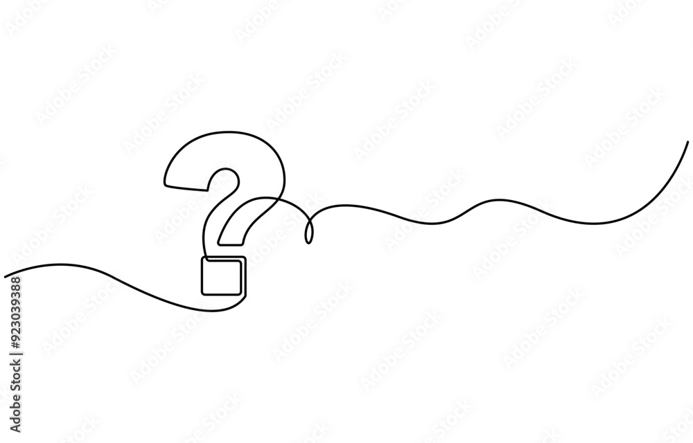Obraz premium One continuous drawing of a question mark, Question mark one line art, hand drawn asking sign, Question Mark continuous line one line drawing isolated vector illustration