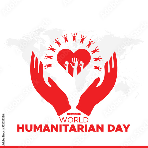 World Humanitarian Day, 19 August, greeting card for World Humanitarian Day, stock illustration and vector file, eps file, editable template World Humanitarian Day.