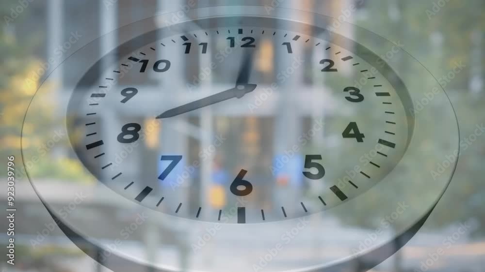 Animating clock over blurred cityscape background Animating clock over blurred cityscape background