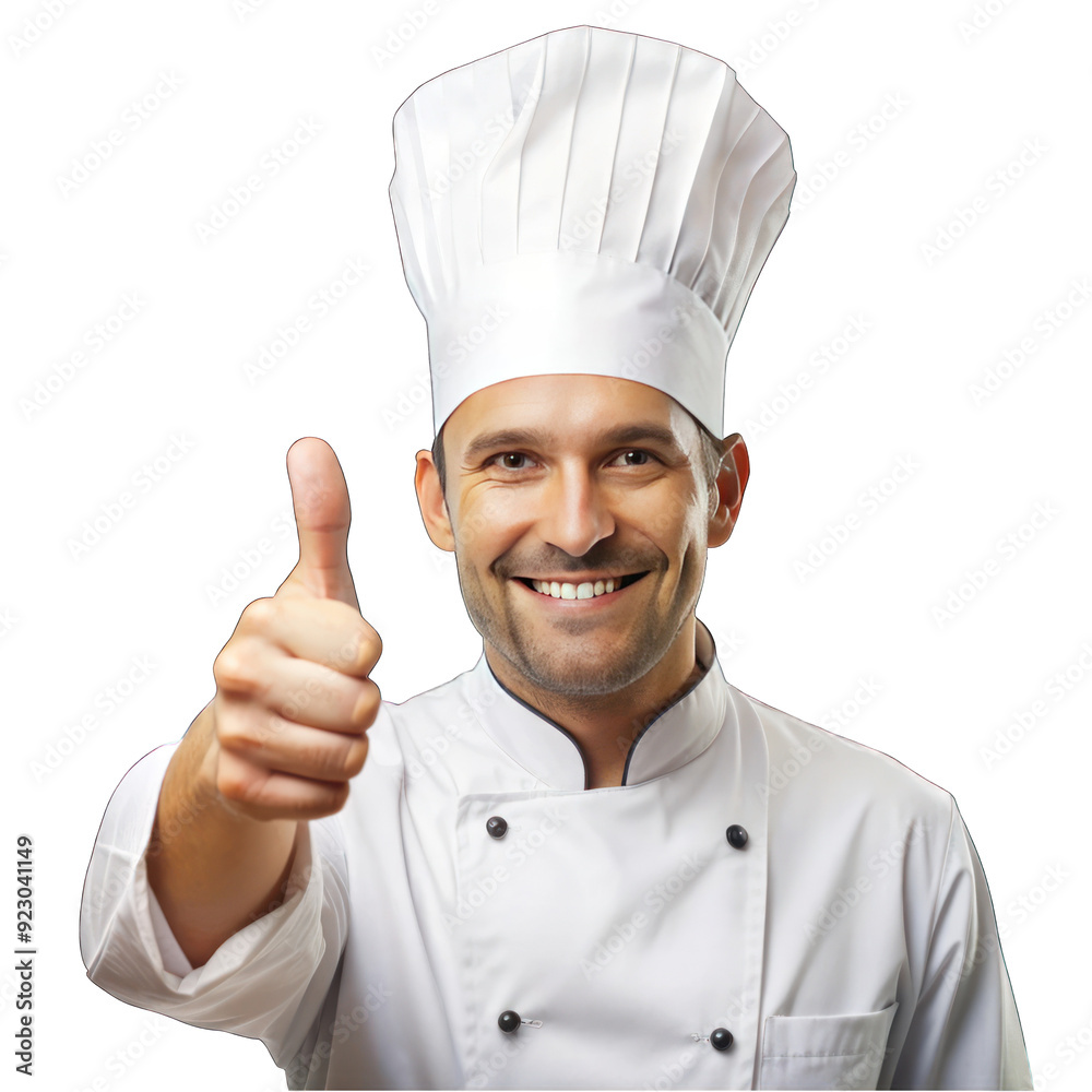 Chef man giving thumb up isolated on transparent background Chef man giving thumb up isolated on transparent background