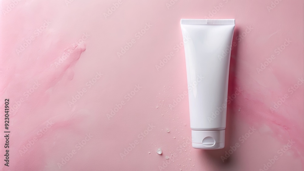 White cosmetic tube on pink surface with lather, skincare product mockup, cleanser, foam, skincare, beauty, mockup White cosmetic tube on pink surface with lather, skincare product mockup, cleanser, foam, skincare, beauty, mockup