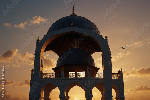 The Mosque with Sunset and Shiloutte photo