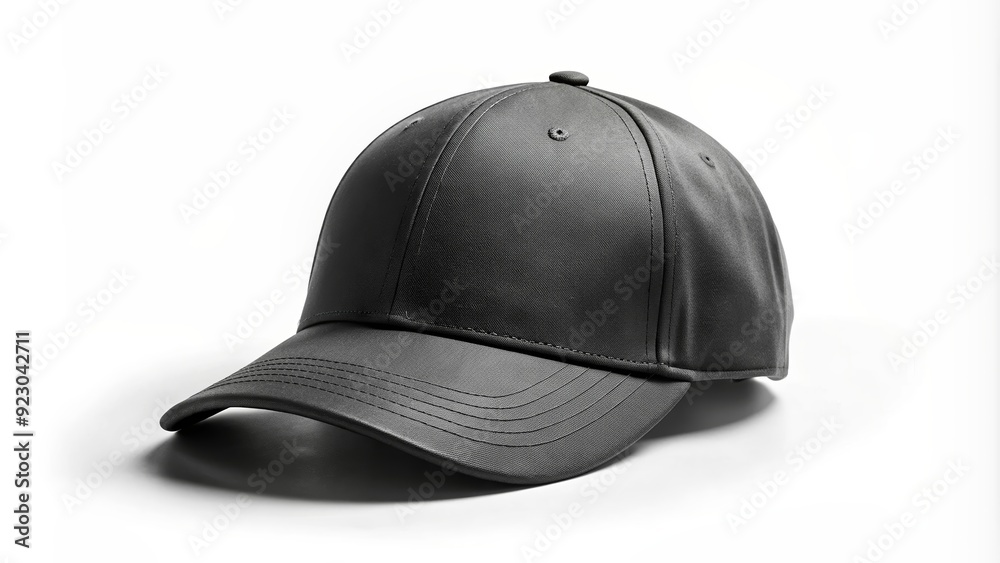 Black baseball cap mockup front view on a white background, hat, cap, headwear, fashion, accessory, baseball, blank, template Black baseball cap mockup front view on a white background, hat, cap, headwear, fashion, accessory, baseball, blank, template
