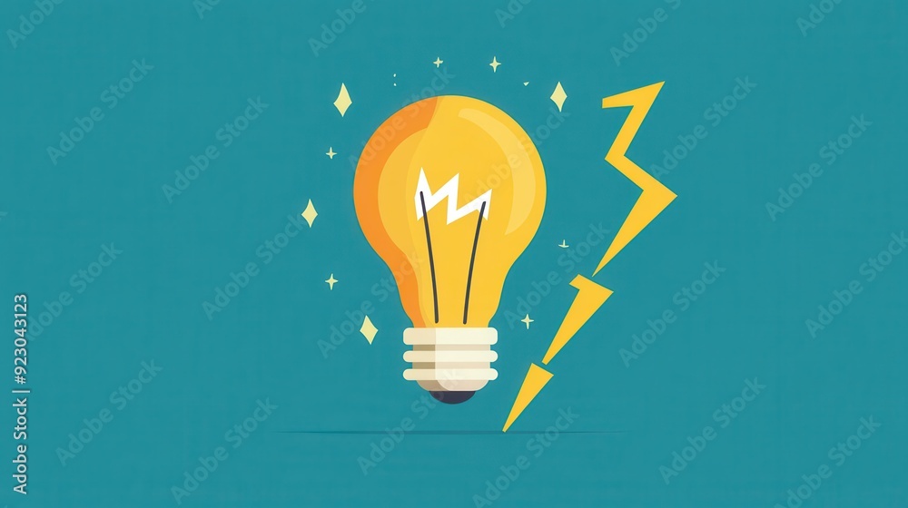 A bright light bulb with a lightning bolt symbolizes creativity and inspiration. The image conveys a sense of energy and innovation. A bright light bulb with a lightning bolt symbolizes creativity and inspiration. The image conveys a sense of energy and innovation.