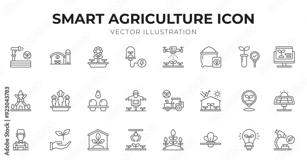 Smart Agriculture icon pack for your website design, logo, app, UI. Smart Agriculture icon outline design. Vector graphics illustration and editable stroke. Smart Agriculture icon pack for your website design, logo, app, UI. Smart Agriculture icon outline design. Vector graphics illustration and editable stroke.