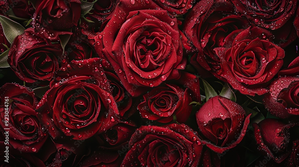 Fresh red roses with morning dew Fresh red roses with morning dew