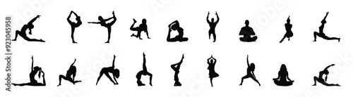 Meditation silhouette yoga silhouettes pack