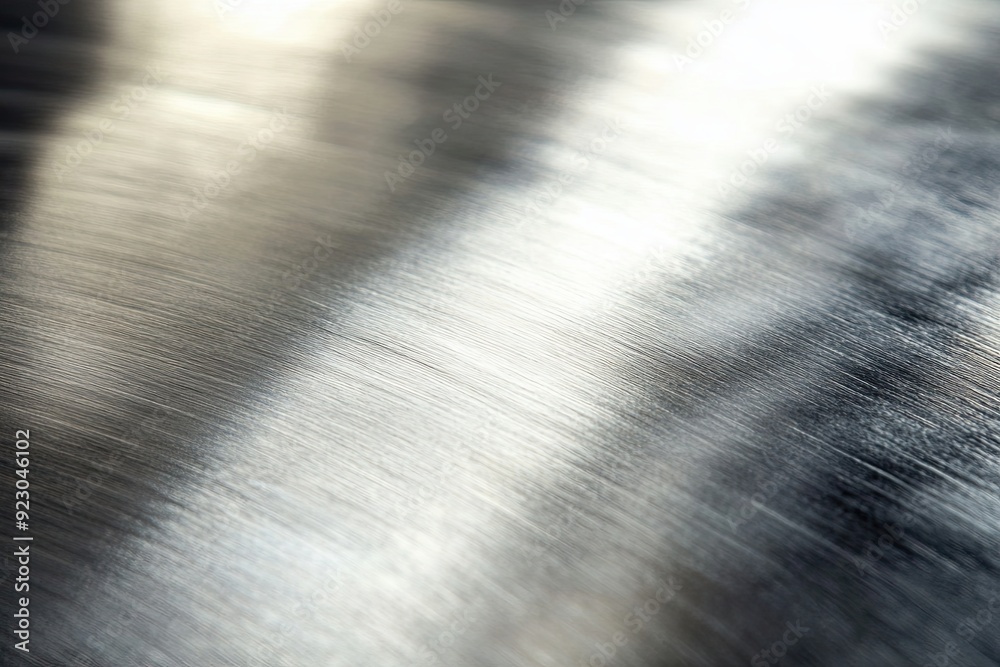 Extreme close-up of a polished metal surface with reflections and fine scratches enhancing its sleek appearance Extreme close-up of a polished metal surface with reflections and fine scratches enhancing its sleek appearance