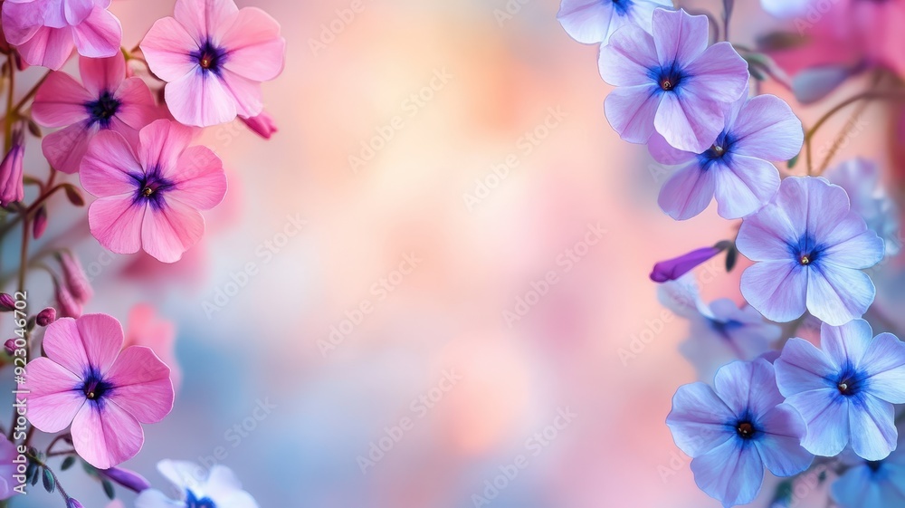 Botanical Harmony: Phlox Flower Frame in Soft Watercolor Hues for Garden Blooms Botanical Harmony: Phlox Flower Frame in Soft Watercolor Hues for Garden Blooms